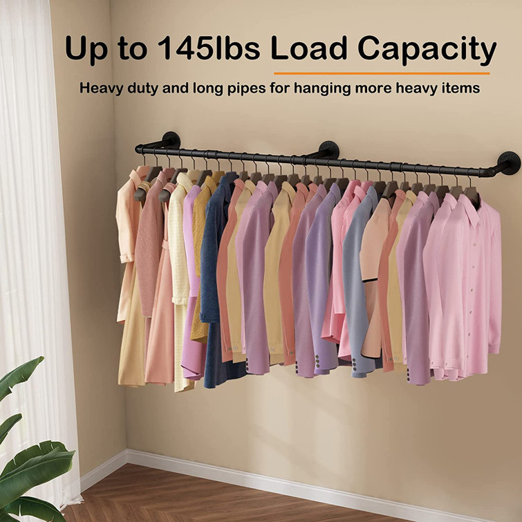 Heavy duty wall discount mounted clothes rail